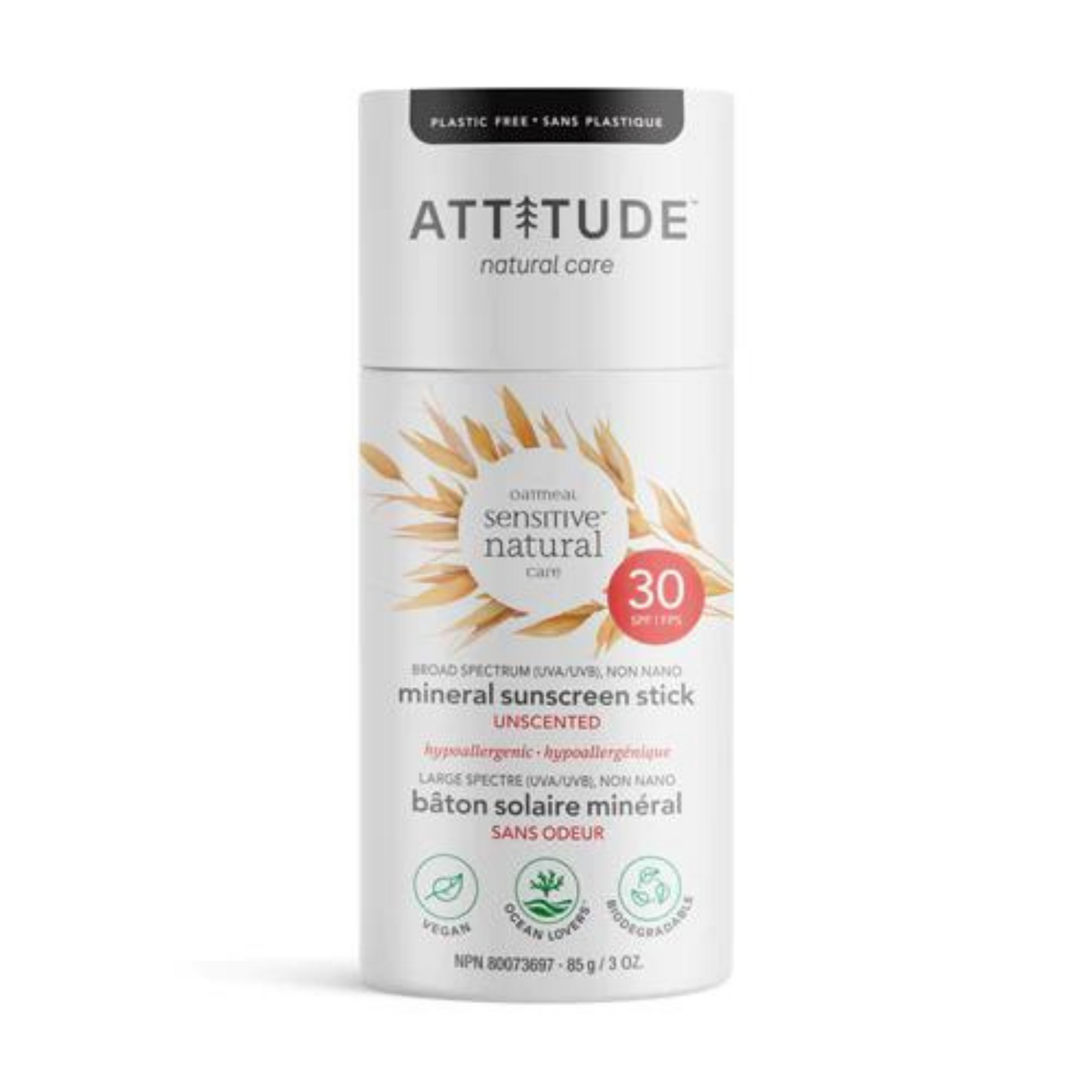 Attitude Mineral Sunscreen Stick - Sensitive Skin SPF 30